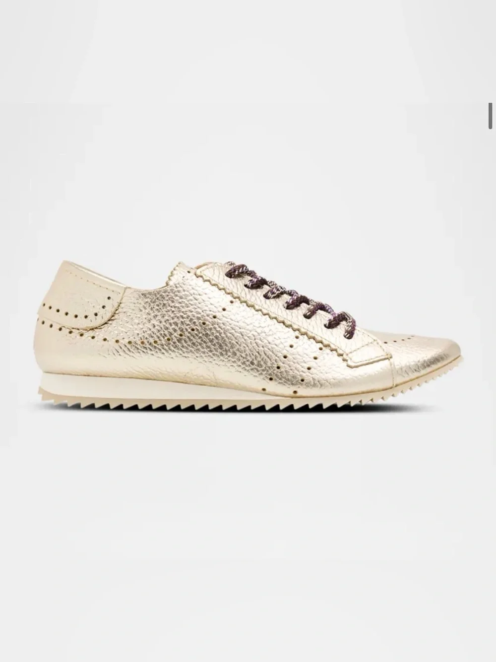 Pedro Garcia Metallic Gold Low-Profile Lace-Up Sneaker sizes 38